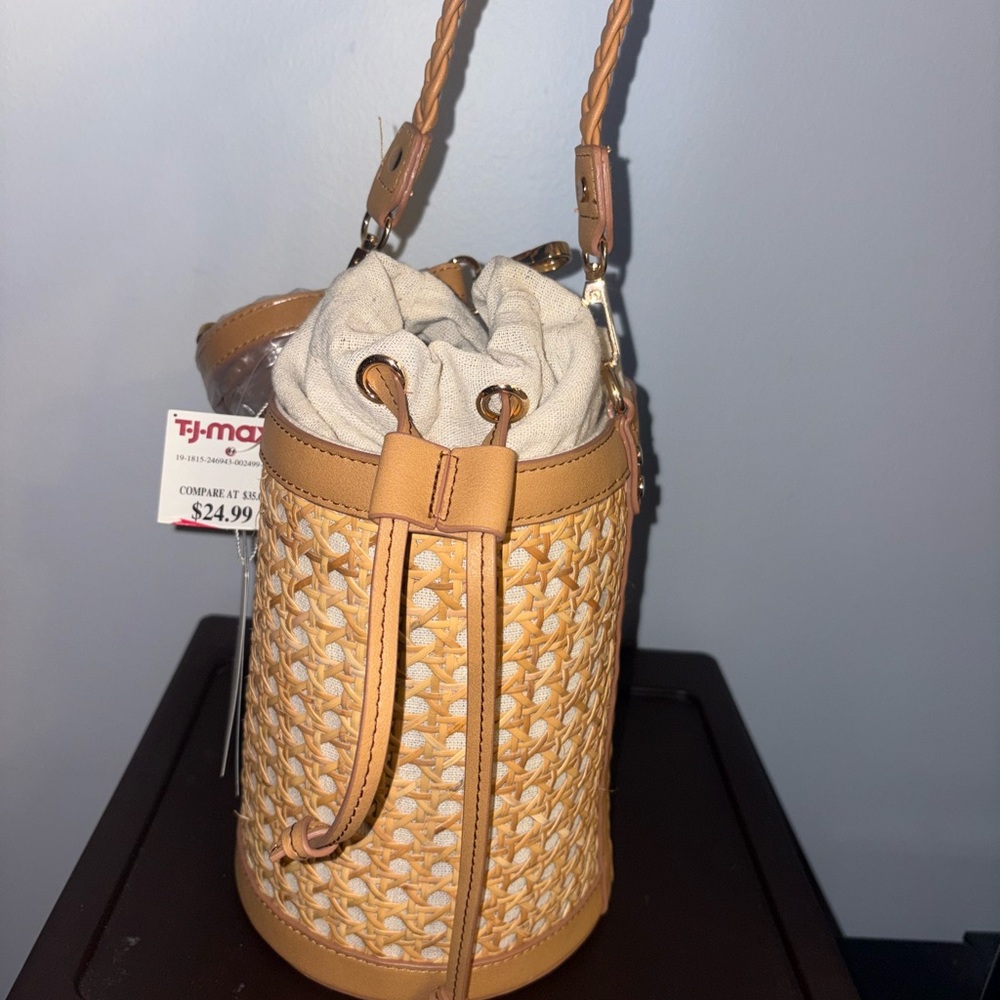 Tommy Bahama Tan and Cream Woven Shoulder Bag